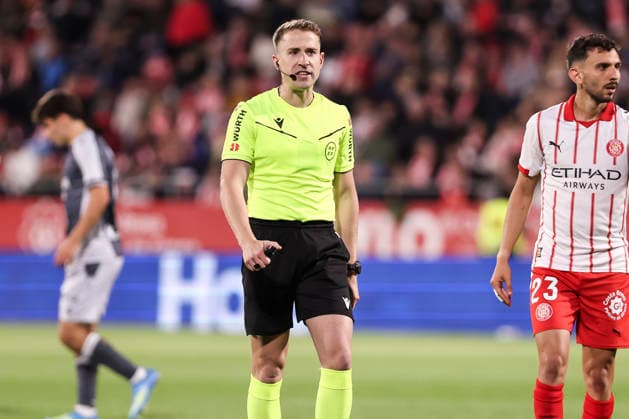 May 14, 2026, Girona, Girona, SPAIN: Miguel Sesma, referee of the match looks on during the Spanish league, LaLiga EA Sports, football match played between Girona FC and Real Sociedad at Montilivi stadium on May 14, 2026 in Girona, Spain. Girona FC V Real Sociedad - LaLiga EA Sports  - ZUMAa181 20260514_zaa_a181_152 Copyright: xJavierxBorregox