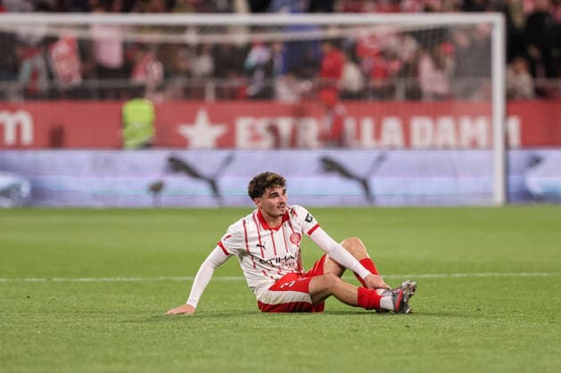 May 14, 2026, Girona, Girona, SPAIN: Joel Roca of Girona FC lies on the pitch after the game during the Spanish league, LaLiga EA Sports, football match played between Girona FC and Real Sociedad at Montilivi stadium on May 14, 2026 in Girona, Spain. Girona FC V Real Sociedad - LaLiga EA Sports  - ZUMAa181 20260514_zaa_a181_156 Copyright: xJavierxBorregox