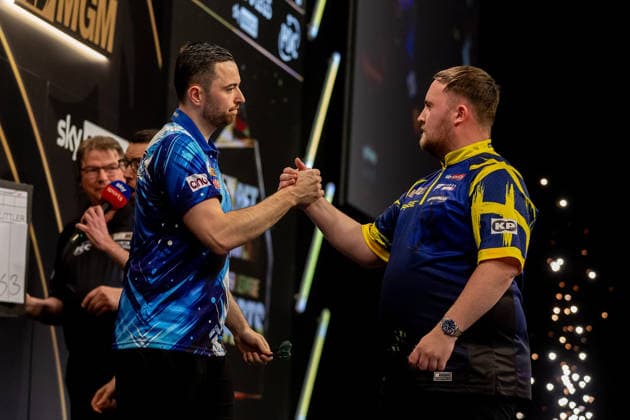 Darts BetMGM Premier League Luke Humphries during 2nd Semi-Final beats Luke Littler during the BetMGM Premier League darts, at Utilita Arena, Birmingham, UK on 14 May 2026. Birmingham Utilita Arena Midlands UK Editorial use only , Copyright: xManjitxNarotrax PSI-24244-0037