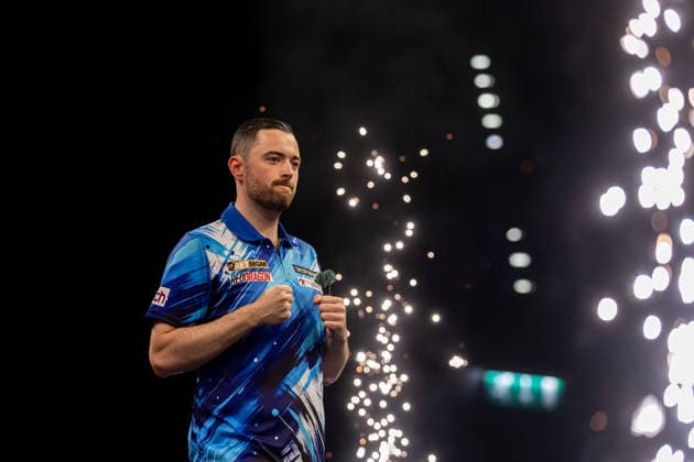 Darts BetMGM Premier League Luke Humphries during 2nd Semi-Final beats Luke Littler and celebrates during the BetMGM Premier League darts, at Utilita Arena, Birmingham, UK on 14 May 2026. Birmingham Utilita Arena Midlands UK Editorial use only , Copyright: xManjitxNarotrax PSI-24244-0039
