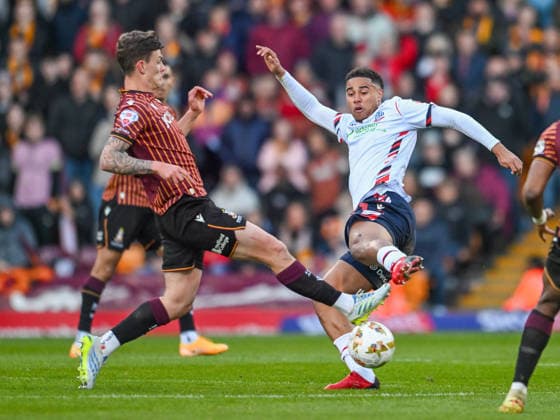 Bradford City v Bolton Wanderers Sky Bet League 1 Sonny Sharples-Ahmed of Bolton Wanderers the Sky Bet League 1 Play-Off Semi-Final Second Leg match at the University of Bradford Stadium, Bradford 14 05 2026 UK Newspapers OUT Copyright: xKarlxVallantinex FIL-23430-0027
