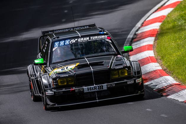 The HWA EVO R with starting number 61 from Team HWA Engineering Speed with drivers Adam Adelson, Lance David Arnold, James Green and Renger Van der Zande drives on the Nordschleife of the Nürburgring Nürburg Rhineland-Palatinate Germany during Qualifying 1