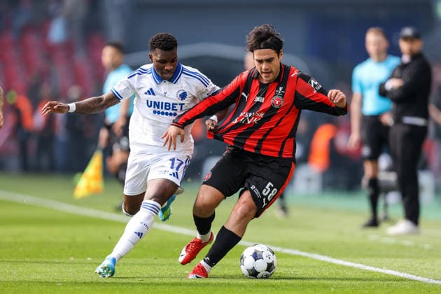 FC Copenhagen v FC Midtjylland, Oddset Cup final 2026, Copenhagen, Denmark Copenhagen, Denmark. 14th, May 2026. Aral Simsir (58) of FC Midtjylland and Aurelio Buta (17) of FC Copenhagen seen during the 2026 Oddset Cup final between FC Copenhagen and FC Midtjylland at Parken in Copenhagen. Denmark, Copenhagen  Copyright: xGonzalesxPhoto RunexMathiesenx