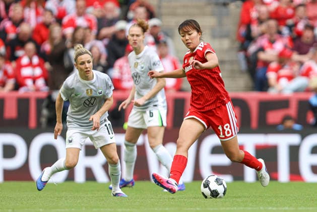 Momoko Tanikawa FC Bayern Munich in action, on the ball, individual action during the Women s DFB Cup Final 2026 match between VfL Wolfsburg and FC Bayern Munich at RheinEnergieStadion on May 14, 2026 in Cologne, Germany Photo by Oliver Kaelke DeFodi Images Momoko Tanikawa FC Bayern München controls the ball during the Women s DFB Cup Final 2026 match between VfL Wolfsburg and FC Bayern München at RheinEnergieStadion on May 14, 2026 in Cologne, Germany Photo by Oliver Kaelke DeFodi Images Photo by Oliver Kaelke DeFodi Images