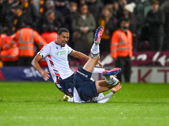 Bradford City v Bolton Wanderers Sky Bet League 1 Xavier Simons of Bolton Wanderers celebrates after scoring his teams first goal the Sky Bet League 1 Play-Off Semi-Final Second Leg match at the University of Bradford Stadium, Bradford 14 05 2026 UK Newspapers OUT Copyright: xKarlxVallantinex FIL-23430-0061