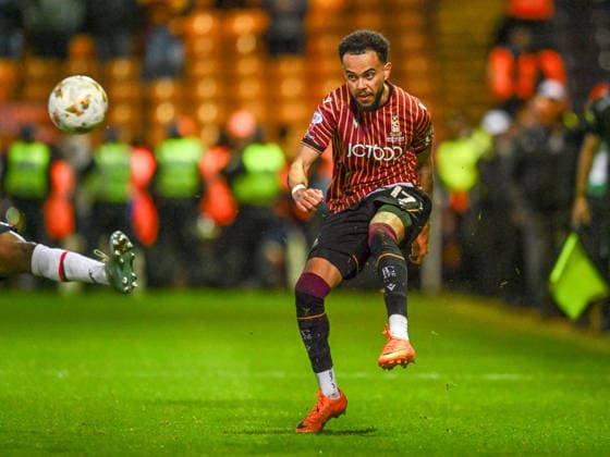 Bradford City v Bolton Wanderers Sky Bet League 1 Tyreik Wright of Bradford City the Sky Bet League 1 Play-Off Semi-Final Second Leg match at the University of Bradford Stadium, Bradford 14 05 2026 UK Newspapers OUT Copyright: xKarlxVallantinex FIL-23430-0072