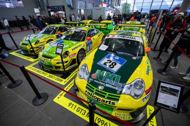 Numerous Manthey Racing vehicles will be on display at the Ring Boulevard in Nürburg Rhineland-Palatinate Germany as part of the 24-hour race at the Nürburgring and to celebrate the companys 30th anniversary.