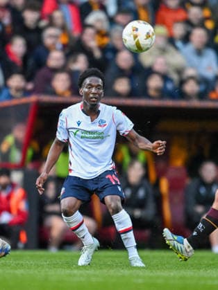 Bradford City v Bolton Wanderers Sky Bet League 1 Amario Cozier-Duberry of Bolton Wanderers the Sky Bet League 1 Play-Off Semi-Final Second Leg match at the University of Bradford Stadium, Bradford 14 05 2026 UK Newspapers OUT Copyright: xKarlxVallantinex FIL-23430-0097