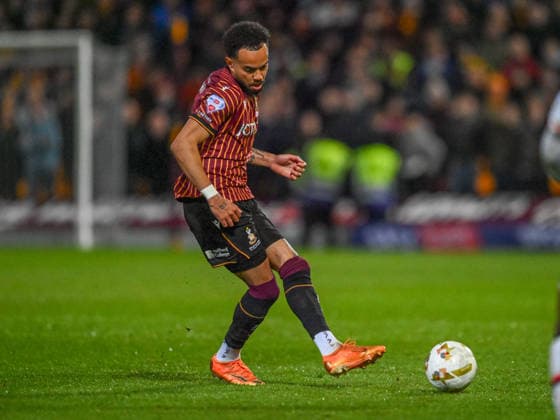 Bradford City v Bolton Wanderers Sky Bet League 1 Tyreik Wright of Bradford City the Sky Bet League 1 Play-Off Semi-Final Second Leg match at the University of Bradford Stadium, Bradford 14 05 2026 UK Newspapers OUT Copyright: xKarlxVallantinex FIL-23430-0098