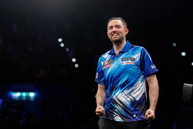 Darts BetMGM Premier League Luke Humphries celebrates winnin the Final after the BetMGM Premier League darts, at Utilita Arena, Birmingham, UK on 14 May 2026. Birmingham Utilita Arena Midlands UK Editorial use only , Copyright: xManjitxNarotrax PSI-24244-0045