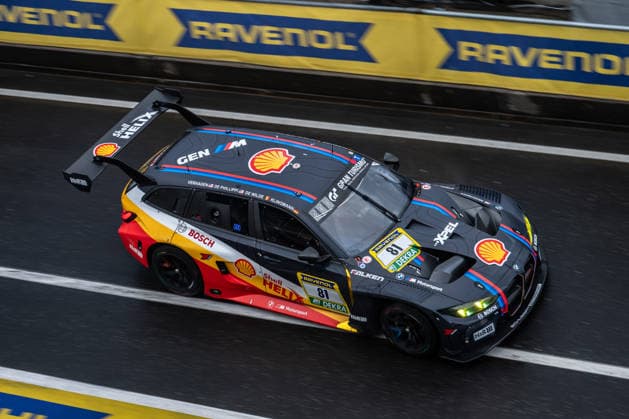 The BMW M3 Touring 24h with starting number 81 from Team BMW M Motorsport with drivers Jens Klingmann, Ugo de Wilde, Connor de Phillippi and Neil Verhagen drives in the pit lane of the Nürburgring Nürburg Rhineland-Palatinate Germany during Qualifying 2