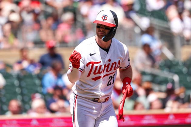 May 14, 2026, Minneapolis, Minnesota, USA: Minnesota Twins catcher RYAN JEFFERS (27) celebrates a walk in the second inning during a MLB, Baseball Herren, USA Baseball game between the Miami Marlins and the Minnesota Twins at Target Field in Minneapolis, Minnesota on May 14th, 2026. ZUMA Press Wire. Minneapolis USA - ZUMAg254 20260514_zsp_g254_066 Copyright: xStevenxGarciax
