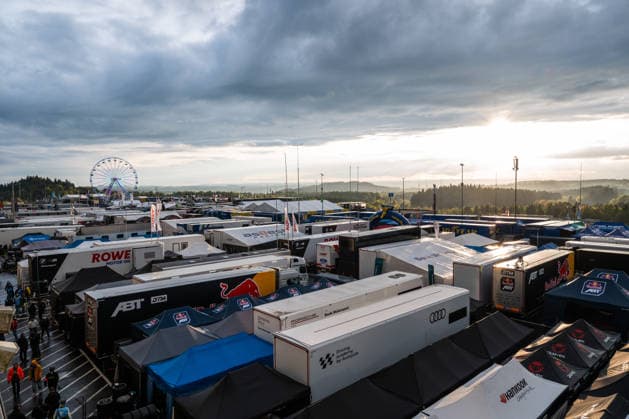 Overview of the paddock of the 24-hour race during qualifying 2 on the Nordschleife of the Nürburgring Nürburg Rhineland-Palatinate Germany