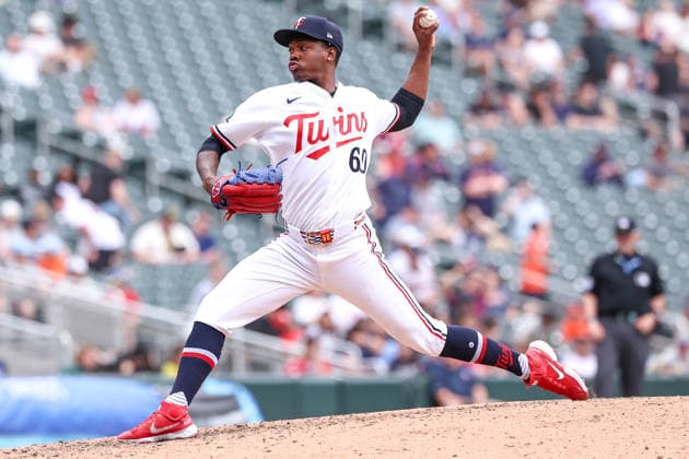 May 14, 2026, Minneapolis, Minnesota, USA: Minnesota Twins pitcher KENDRY ROJAS (60) pitches in the ninth inning during a MLB, Baseball Herren, USA Baseball game between the Miami Marlins and the Minnesota Twins at Target Field in Minneapolis, Minnesota on May 14th, 2026. ZUMA Press Wire. Minneapolis USA - ZUMAg254 20260514_zsp_g254_048 Copyright: xStevenxGarciax