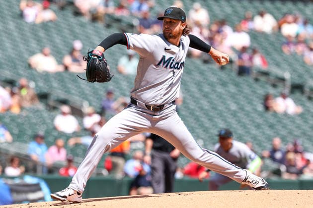 May 14, 2026, Minneapolis, Minnesota, USA: Miami Marlins starting pitcher BRAXTON GARRETT (20) pitches against the Minnesota Twins in the first inning during a MLB, Baseball Herren, USA Baseball game between the Miami Marlins and the Minnesota Twins at Target Field in Minneapolis, Minnesota on May 14th, 2026. ZUMA Press Wire. Minneapolis USA - ZUMAg254 20260514_zsp_g254_028 Copyright: xStevenxGarciax