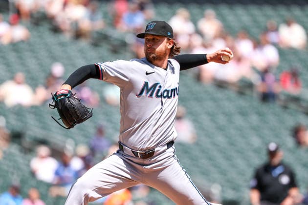 May 14, 2026, Minneapolis, Minnesota, USA: Miami Marlins starting pitcher BRAXTON GARRETT (20) pitches against the Minnesota Twins in the first inning during a MLB, Baseball Herren, USA Baseball game between the Miami Marlins and the Minnesota Twins at Target Field in Minneapolis, Minnesota on May 14th, 2026. ZUMA Press Wire. Minneapolis USA - ZUMAg254 20260514_zsp_g254_023 Copyright: xStevenxGarciax