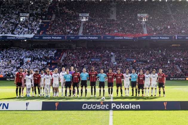 FC Copenhagen v FC Midtjylland, Oddset Cup final 2026, Copenhagen, Denmark Copenhagen, Denmark. 14th, May 2026. The players and referees line up for the 2026 Oddset Cup final between FC Copenhagen and FC Midtjylland at Parken in Copenhagen. Denmark, Copenhagen  Copyright: xGonzalesxPhoto LassexLagonix
