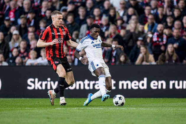 FC Copenhagen v FC Midtjylland, Oddset Cup final 2026, Copenhagen, Denmark Copenhagen, Denmark. 14th, May 2026. Aurelio Buta (R) of FC Copenhagen and Victor Bak (L) of FC Midtjylland seen during the 2026 Oddset Cup final between FC Copenhagen and FC Midtjylland at Parken in Copenhagen. Denmark, Copenhagen  Copyright: xGonzalesxPhoto LassexLagonix