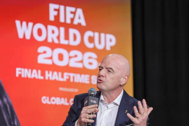 Global Citizen and FIFA announce World Cup Final Halftime Show FIFA President Gianni Infantino speaks during Global Citizen NOW in New York, New York, USA, 14 May 2026. Global Citizen and FIFA announced that the FIFA World Cup, WM, Weltmeisterschaft, Fussball Final Halftime Show on 19 July will feature Madonna, Shakira, and BTS as headliners. NEW YORK NEW YORK United States  Copyright: xSARAHxYENESELx