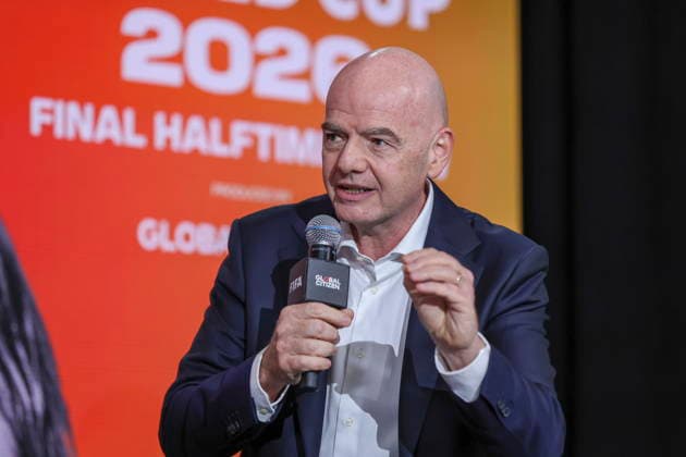 Global Citizen and FIFA announce World Cup Final Halftime Show FIFA President Gianni Infantino speaks during Global Citizen NOW in New York, New York, USA, 14 May 2026. Global Citizen and FIFA announced that the FIFA World Cup, WM, Weltmeisterschaft, Fussball Final Halftime Show on 19 July will feature Madonna, Shakira, and BTS as headliners. NEW YORK NEW YORK United States  Copyright: xSARAHxYENESELx