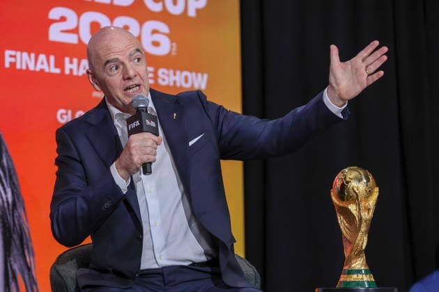 Global Citizen and FIFA announce World Cup Final Halftime Show FIFA President Gianni Infantino speaks during Global Citizen NOW in New York, New York, USA, 14 May 2026. Global Citizen and FIFA announced that the FIFA World Cup, WM, Weltmeisterschaft, Fussball Final Halftime Show on 19 July will feature Madonna, Shakira, and BTS as headliners. NEW YORK NEW YORK United States  Copyright: xSARAHxYENESELx