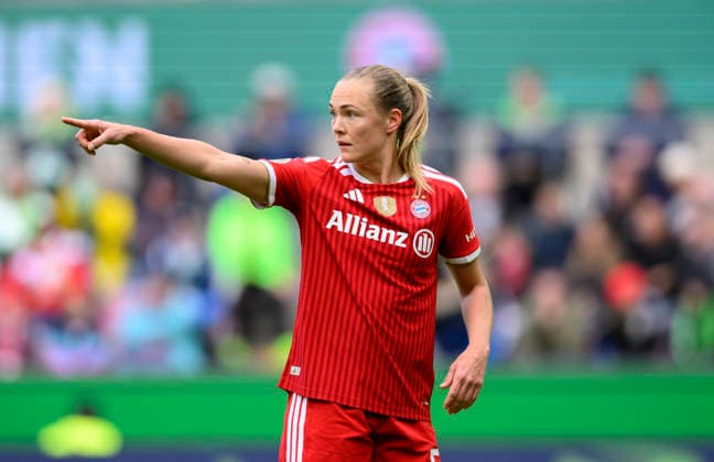 Magdalena ERIKSSON M Gesture, gesture DFB Pokal der Frauen Finale 2026, VfL Wolfsburg WOB FC Bayern Muenchen M 0 4, am 14 05 2026 in Koeln Germany DFB regulations prohibit any use of photographs as image sequences and or quasi video Â