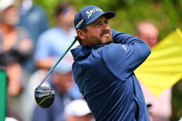 NEWTON SQUARE, PA - MAY 14: Andrew Novak of the United States tees off at the first tee during round 1 of the 2026 PGA, Golf Herren Championship on May 14, 2026 at Aronimink Golf Club in Newtown Square, Pennsylvania. (Photo by Rich Graessle Icon Sportswire) GOLF: MAY 14 PGA PGA Championship EDITORIAL USE ONLY Icon260514254531