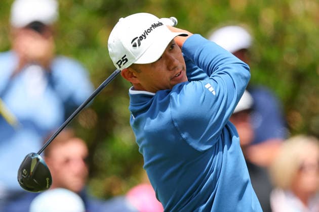 NEWTON SQUARE, PA - MAY 14: Collin Morikawa of the United States tees off at the first tee during round 1 of the 2026 PGA, Golf Herren Championship on May 14, 2026 at Aronimink Golf Club in Newtown Square, Pennsylvania. (Photo by Rich Graessle Icon Sportswire) GOLF: MAY 14 PGA PGA Championship EDITORIAL USE ONLY Icon260514255431