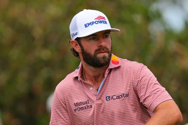 NEWTON SQUARE, PA - MAY 14: Cameron Young of the United States tees off at the first tee during round 1 of the 2026 PGA, Golf Herren Championship on May 14, 2026 at Aronimink Golf Club in Newtown Square, Pennsylvania. (Photo by Rich Graessle Icon Sportswire) GOLF: MAY 14 PGA PGA Championship EDITORIAL USE ONLY Icon260514255641