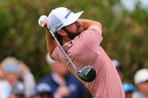 NEWTON SQUARE, PA - MAY 14: Cameron Young of the United States tees off at the first tee during round 1 of the 2026 PGA, Golf Herren Championship on May 14, 2026 at Aronimink Golf Club in Newtown Square, Pennsylvania. (Photo by Rich Graessle Icon Sportswire) GOLF: MAY 14 PGA PGA Championship EDITORIAL USE ONLY Icon260514255651