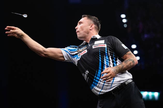 RECORD DATE NOT STATED 14th May 2026, Utilita Arena, Birmingham, Midlands, England; 2026 PDC Bet MGM Premier League Darts Night Fourteen; Gerwyn Price in action on the oche in his quarter final match against Michael van Gerwen GodfreyxPitt