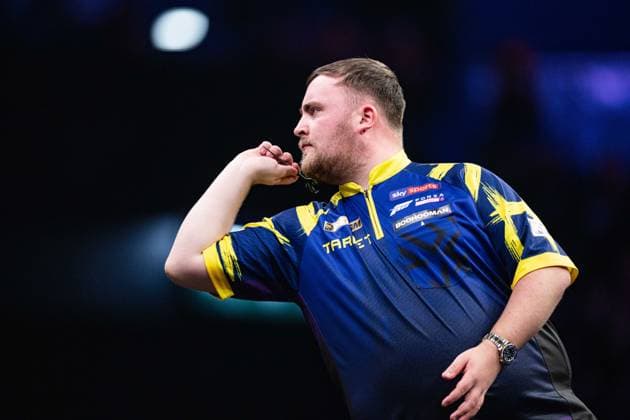 RECORD DATE NOT STATED 14th May 2026, Utilita Arena, Birmingham, Midlands, England; 2026 PDC Bet MGM Premier League Darts Night Fourteen; Luke Littler in action on the oche in his quarter final match against Jonny Clayton GodfreyxPitt