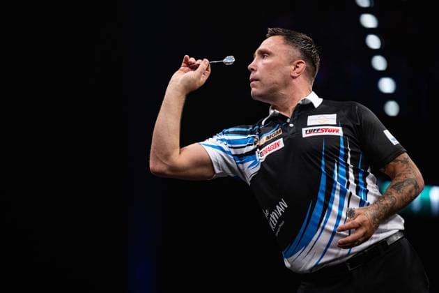 RECORD DATE NOT STATED 14th May 2026, Utilita Arena, Birmingham, Midlands, England; 2026 PDC Bet MGM Premier League Darts Night Fourteen; Gerwyn Price in action on the oche in his semi final match against Gian van Veen GodfreyxPitt
