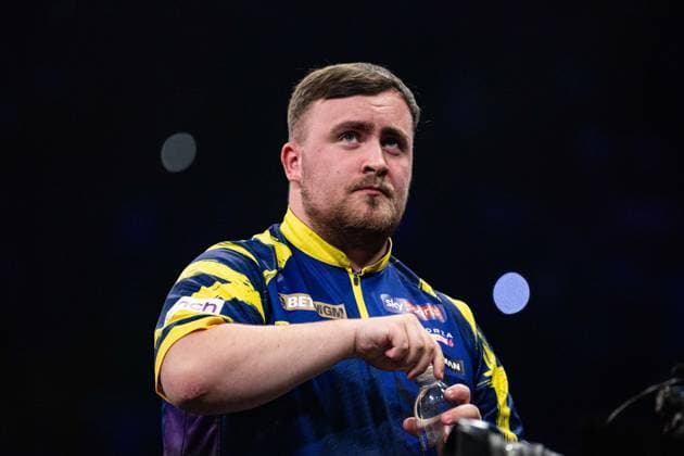 RECORD DATE NOT STATED 14th May 2026, Utilita Arena, Birmingham, Midlands, England; 2026 PDC Bet MGM Premier League Darts Night Fourteen; Luke Littler looks at the big screen during his semi final match against Luke Humphries GodfreyxPitt