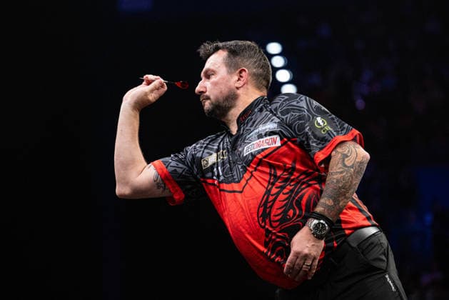RECORD DATE NOT STATED 14th May 2026, Utilita Arena, Birmingham, Midlands, England; 2026 PDC Bet MGM Premier League Darts Night Fourteen; Jonny Clayton in action against Luke Littler in their quarter final match GodfreyxPitt