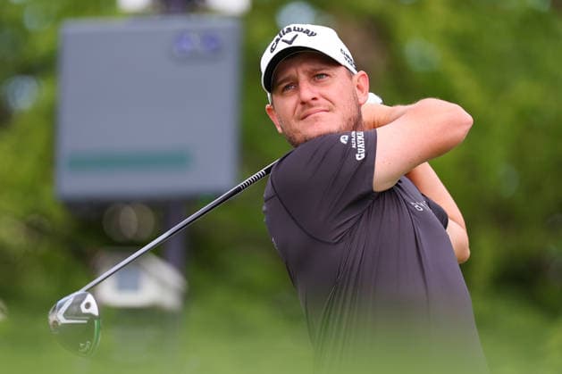 NEWTON SQUARE, PA - MAY 14: Emiliano Grillo of Argentina tees off at the tenth tee during round 1 of the 2026 PGA, Golf Herren Championship on May 14, 2026 at Aronimink Golf Club in Newtown Square, Pennsylvania. (Photo by Rich Graessle Icon Sportswire) GOLF: MAY 14 PGA PGA Championship EDITORIAL USE ONLY Icon260514255731