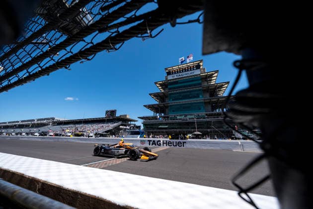 May 14, 2026, Speedway, In, USA: NTT IndyCar, Indy Car, IRL, USA SERIES driver, ROMAIN GROSJEAN (18) (CHE) of Geneva, Switzerland, crosses the yard of bricks during a practice session for the Indianapolis 500 race at the Indianapolis Motor Speedway in SPEEDWAY IN. NTT INDYCAR SERIES: May 14, 2026: Indianapolis 500: Romain Grosjean  - ZUMAa161 20260514_aaa_a161_001 Copyright: xWalterxG.xArcexSr.x