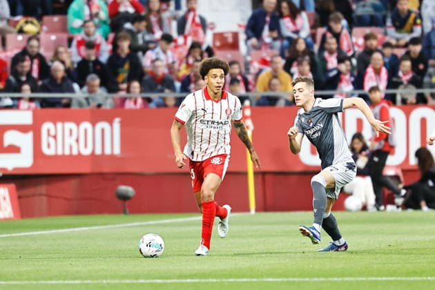 (L-R) Axel Witsel (Girona), Luka Sucic (Sociedad), MAY 14, 2026 - Football Soccer : Spanish LaLiga EA Sports match between Girona FC - Real Sociedad at the Estadi Municipal de Montilivi in Girona, Spain. Noxthirdxpartyxsales  aflo_330431840