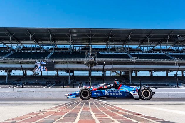 May 14, 2026, Speedway, In, USA: NTT IndyCar, Indy Car, IRL, USA SERIES driver, GRAHAM RAHAL (15) (USA) of New Albany, OH, crosses the yard of bricks during a practice session for the Indianapolis 500 race at the Indianapolis Motor Speedway in SPEEDWAY IN. NTT INDYCAR SERIES: May 14, 2026: Indianapolis 500: Graham Rahal  - ZUMAa161 20260514_aaa_a161_020 Copyright: xWalterxG.xArcexSr.x