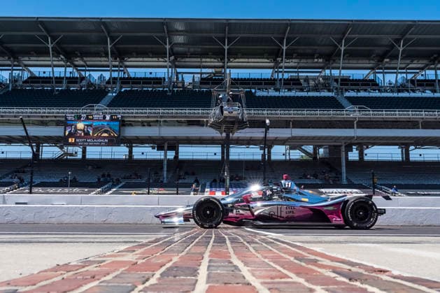 May 14, 2026, Speedway, In, USA: NTT IndyCar, Indy Car, IRL, USA SERIES driver, KATHERINE LEGGE (11) of Guilford, England, crosses the yard of bricks during a practice session for the Indianapolis 500 race at the Indianapolis Motor Speedway in SPEEDWAY IN. Speedway USA - ZUMAa161 20260514_aaa_a161_013 Copyright: xWalterxG.xArcexSr.x