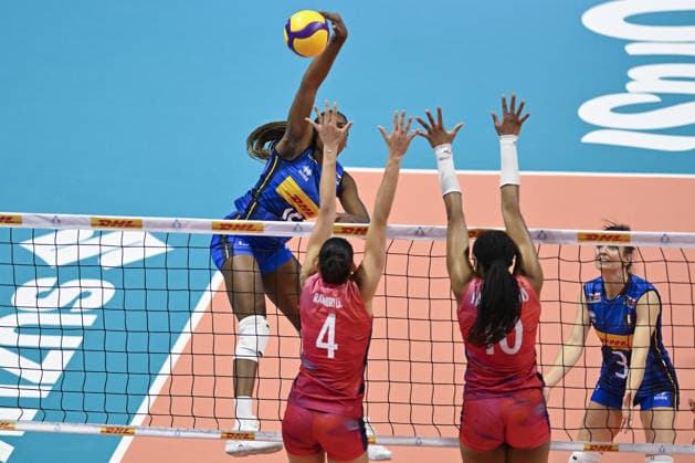 IPA84703405 - Biella, Italy May 14, 2026, Biella Forum BPER Test Match of the women s national volleyball team between Italy and France at Biella Forum Merit C. Adigwe (15)ITA in action during Test Match of the women s national volleyball team between Italy and France at Biella Forum  Copyright: xTonelloxAbozzi IPAxSportx xx 84703405