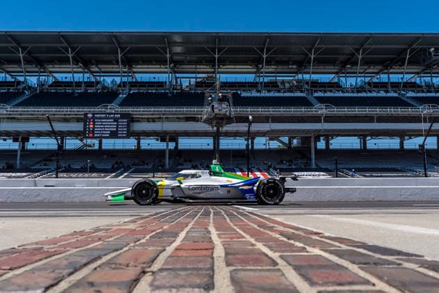 May 14, 2026, Speedway, In, USA: NTT IndyCar, Indy Car, IRL, USA SERIES driver, CAIO COLLET (R) (4) (BRA) of Sao Paulo, Brazil, crosses the yard of bricks during a practice session for the Indianapolis 500 race at the Indianapolis Motor Speedway in SPEEDWAY IN. Speedway USA - ZUMAa161 20260514_aaa_a161_017 Copyright: xWalterxG.xArcexSr.x