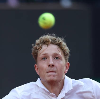 (260515) -- ROME, May 15, 2026 -- Martin Landaluce of Spain competes during the men s singles quarterfinal match between Martin Landaluce of Spain and Daniil Medvedev of Russia at the ATP, Tennis Herren Italian Open in Rome, Italy, May 14, 2026. ) (SP)ITALY-ROME-TENNIS-ATP-MARTIN LANDALUCE VS DANIIL MEDVEDEV LixJing 