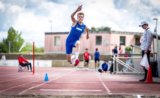 7 Wiesbadener Sprungmeeting WI JUMP Wiesbaden, 14 05 2026 Elias Gabriel Hinkel TV Groß Gerau in triple jump 7 Wiesbadener Sprungmeeting WI JUMP on 14 05 2026 at Helmut Schön Sportpark in Wiesbaden Hessen Copyright: xBEAUTIFULxSPORTS R.xSchmittx