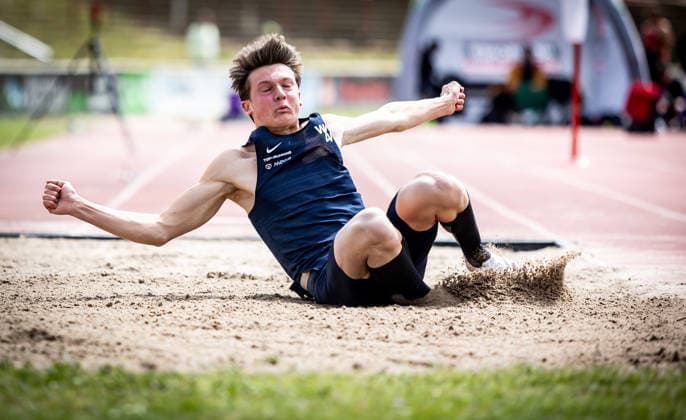 7 Wiesbadener Sprungmeeting WI JUMP Wiesbaden, 14 05 2026 Henrik Scholz Wiesbadener LV in the long jump 7 Wiesbadener Sprungmeeting WI JUMP on 14 05 2026 at the Helmut Schön Sportpark in Wiesbaden Hessen Copyright: xBEAUTIFULxSPORTS R.xSchmittx