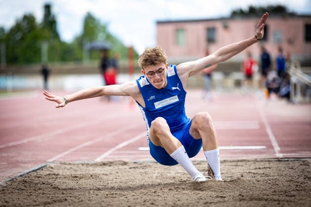 7 Wiesbadener Sprungmeeting WI JUMP Wiesbaden, 14 05 2026 Elias Gabriel Hinkel TV Groß Gerau in triple jump 7 Wiesbadener Sprungmeeting WI JUMP on 14 05 2026 at Helmut Schön Sportpark in Wiesbaden Hessen Copyright: xBEAUTIFULxSPORTS R.xSchmittx