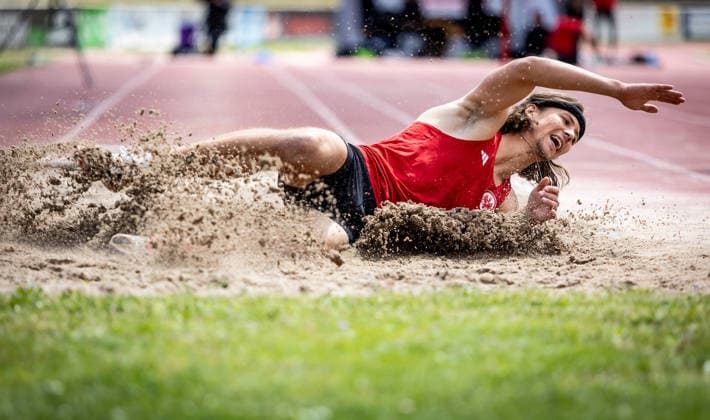 7 Wiesbadener Sprungmeeting WI JUMP Wiesbaden, 14 05 2026 Julian Holuschek Eintracht Frankfurt e V in long jump 7 Wiesbadener Sprungmeeting WI JUMP on 14 05 2026 at Helmut Schön Sportpark in Wiesbaden Hessen Copyright: xBEAUTIFULxSPORTS R.xSchmittx