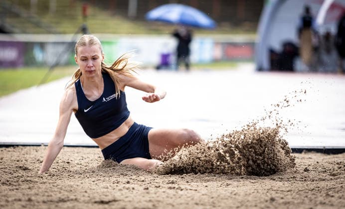 7 Wiesbadener Sprungmeeting WI JUMP Wiesbaden, 14 05 2026 Katharina Melchior TV Trebur in the long jump 7 Wiesbadener Sprungmeeting WI JUMP on 14 05 2026 at the Helmut Schön Sportpark in Wiesbaden Hessen Copyright: xBEAUTIFULxSPORTS R.xSchmittx