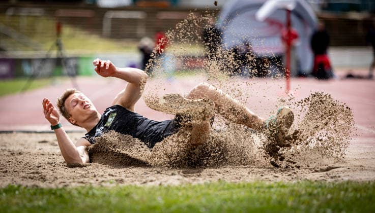 7 Wiesbadener Sprungmeeting WI JUMP Wiesbaden, 14 05 2026 Luka Herden LG Brillux Münster in the long jump 7 Wiesbadener Sprungmeeting WI JUMP on 14 05 2026 at the Helmut Schön Sportpark in Wiesbaden Hessen Copyright: xBEAUTIFULxSPORTS R.xSchmittx