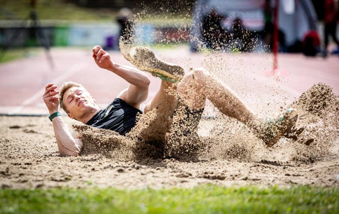 7 Wiesbadener Sprungmeeting WI JUMP Wiesbaden, 14 05 2026 Luka Herden LG Brillux Münster in the long jump 7 Wiesbadener Sprungmeeting WI JUMP on 14 05 2026 at the Helmut Schön Sportpark in Wiesbaden Hessen Copyright: xBEAUTIFULxSPORTS R.xSchmittx